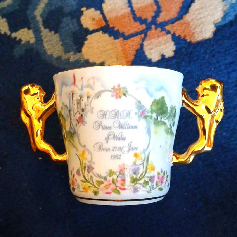 Gold Handle Commemorative Royal Birth Mug By Paragon.